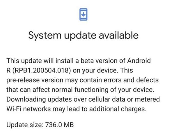 <b>Android 11 Beta意外偷跑：大小736MB 多位用户收到更新</b>